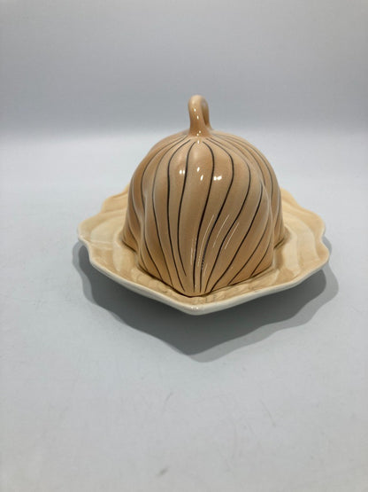 Carlton Ware Butter Dish, Vintage Beige Leaf Shaped Lidded Serving / Soap Dish