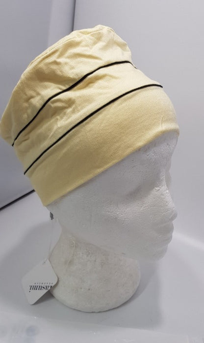 Masumi Headwear for women with hairloss - Lemon Yellow with Black Stripe detail. New