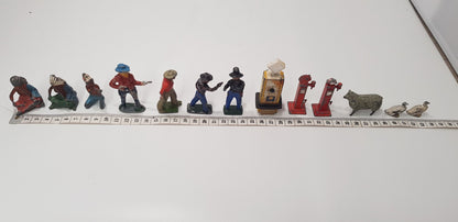 x13 Vintage Metal/Lead Farm animals & characters. An assorted collection from Wild West