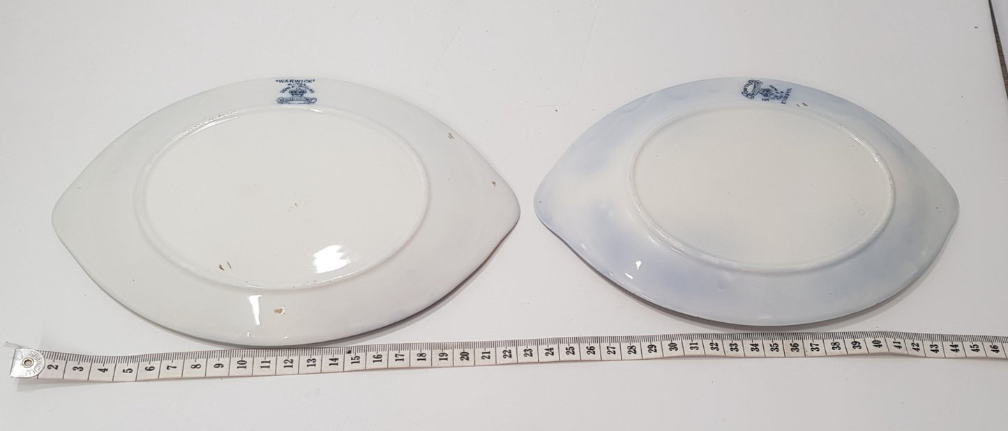 Vintage. Warwick. Royal Semi-Porcelain. Wood & Sons England. x2 Oval Plates 9"