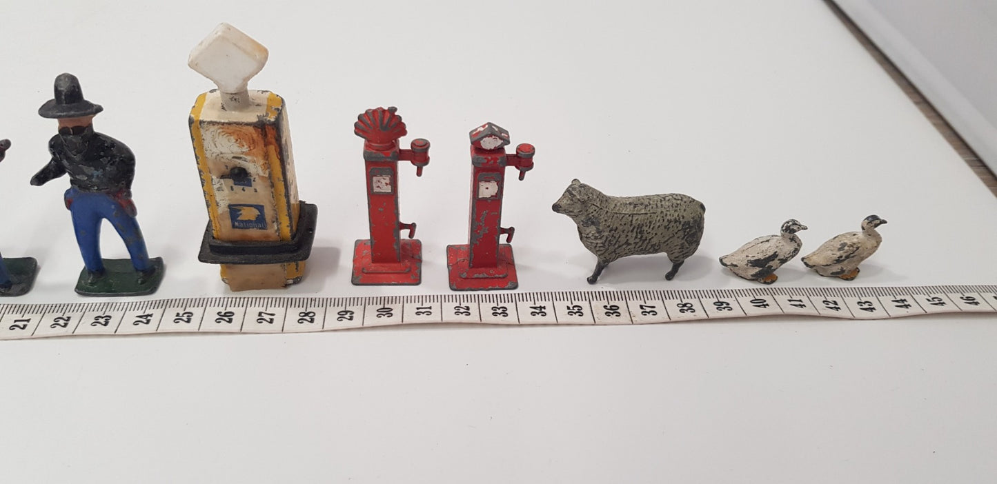 x13 Vintage Metal/Lead Farm animals & characters. An assorted collection from Wild West