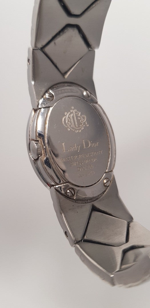 Christian Dior/Lady Dior Stainless Steel Bracelet Watch. Mother of Pearl Face VGC