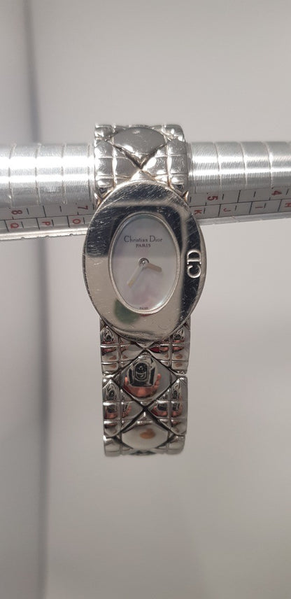 Christian Dior/Lady Dior Stainless Steel Bracelet Watch. Mother of Pearl Face VGC