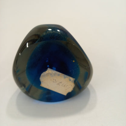 Midina Glass 13cm Paperweight - Blue w Gold Flecks