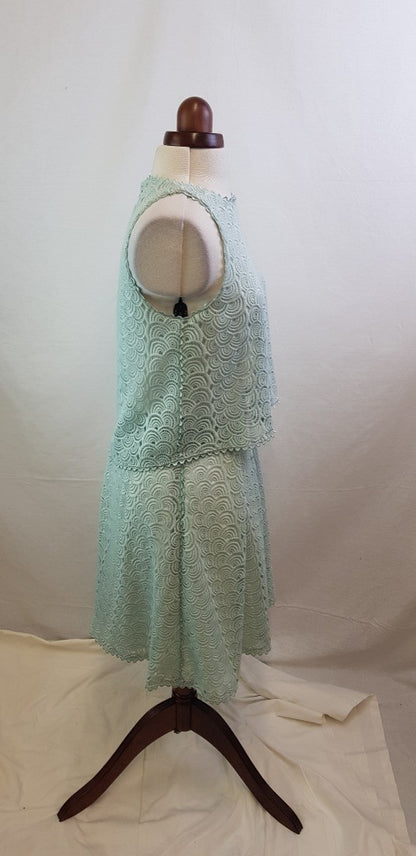 Reiss Mint Green, Lace Detail Dress Size 8 VGC