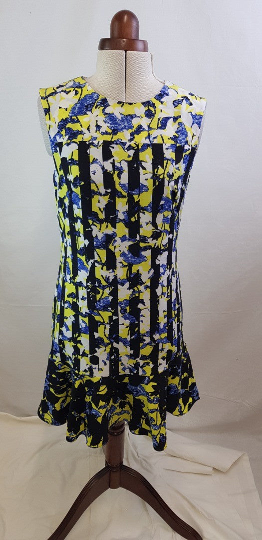 Peter Pilotto Black, Navy, Yellow & White Summer Dress Size S VGC