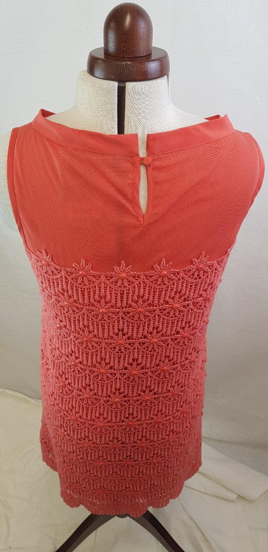 Twin-set By Simona Barbieri Coral & Crochet Lined Summer Dress Size M