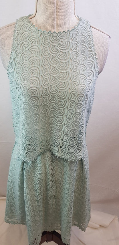 Reiss Mint Green, Lace Detail Dress Size 8 VGC