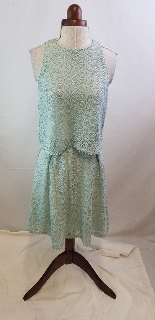 Reiss Mint Green, Lace Detail Dress Size 8 VGC