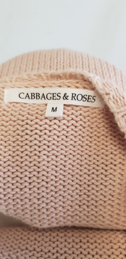 Cabbages & Roses Pale Dusky Pink 100% Organic Cotton Jumper Size M VGC