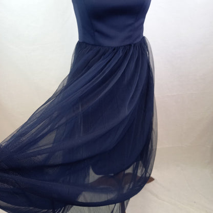 COAST Eden Bardot Tulle French Navy Midi Dress UK Size 10 BNWT