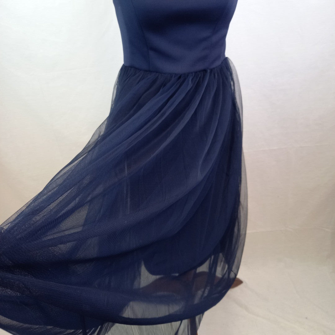 COAST Eden Bardot Tulle French Navy Midi Dress UK Size 10 BNWT