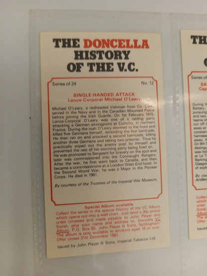 John Player & Sons '82 Doncella History of the VC Cigarette Cards Full Set of 24