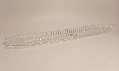 Shannon Crystal Olive Tray, Vintage 16 1/8" Long Glass Harmony by Godinger