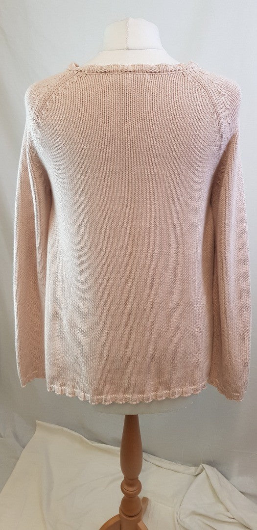 Cabbages & Roses Pale Dusky Pink 100% Organic Cotton Jumper Size M VGC