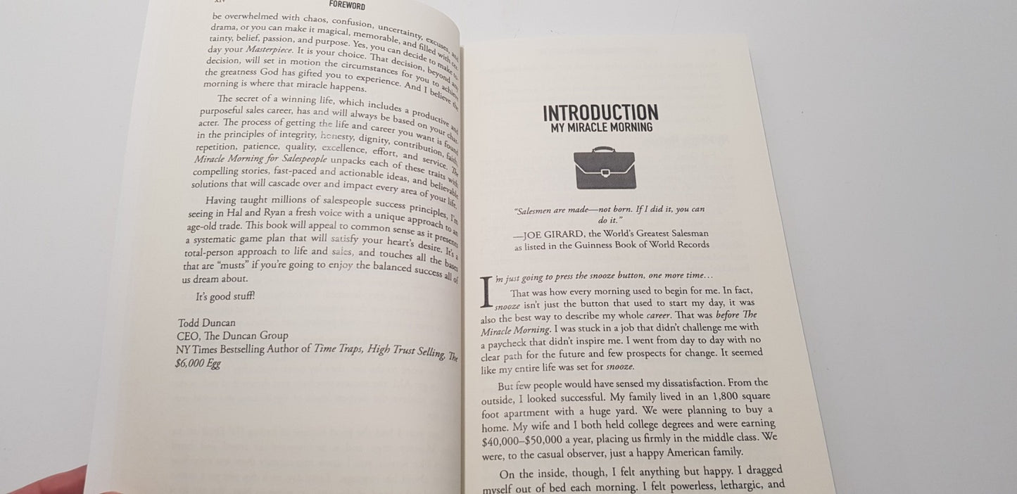 The Miracle Morning for Salespeople By Hal Elrod & Ryan Snow. VGC