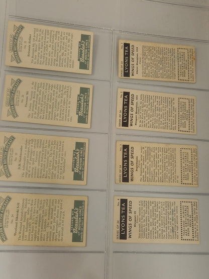 Beaulah's & Lyons Tea - 2x Sets of 24 Aircraft Cards in Plastic Sleeves
