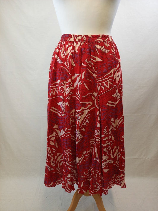 Phool Circular Vintage Red Patterned Maxi Skirt - Size 10