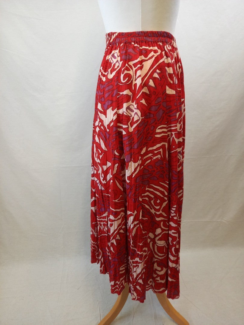 Phool Circular Vintage Red Patterned Maxi Skirt - Size 10