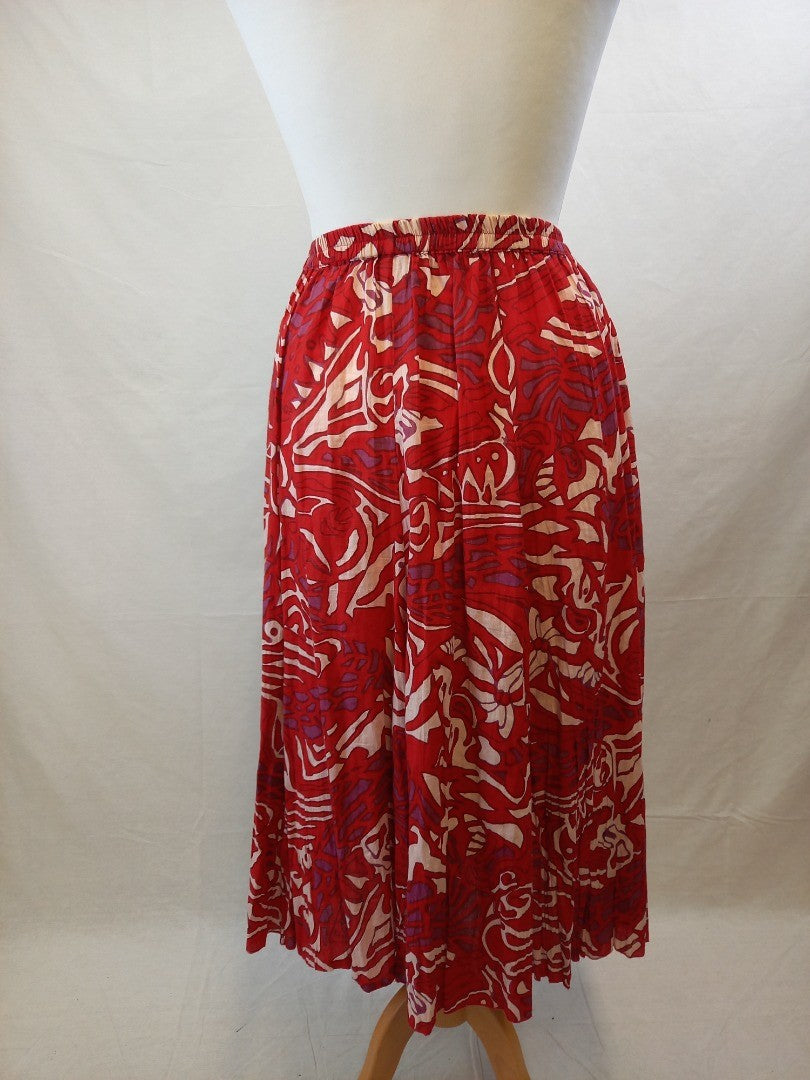 Phool Circular Vintage Red Patterned Maxi Skirt - Size 10