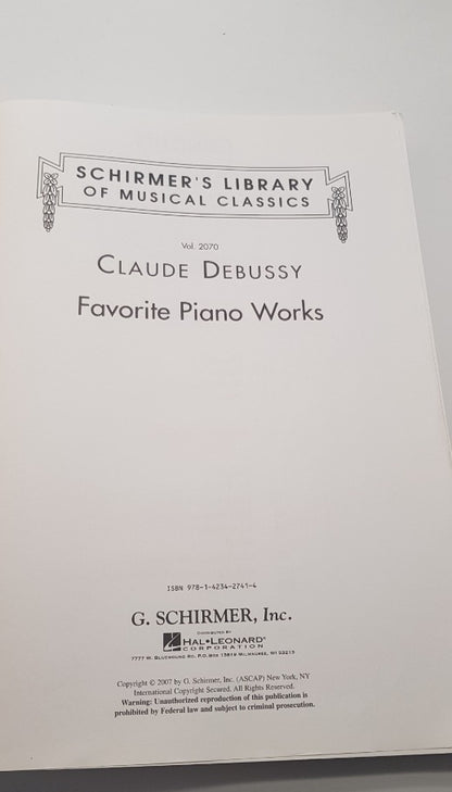 Schirmer's Library of Musical Classics - Favourite Piano Works By Debussy Vol. 2070 GC