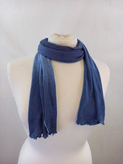 Melissa Warren Scarf Rectangle, Blue Gradient Lettuce Hem Lightweight Shawl