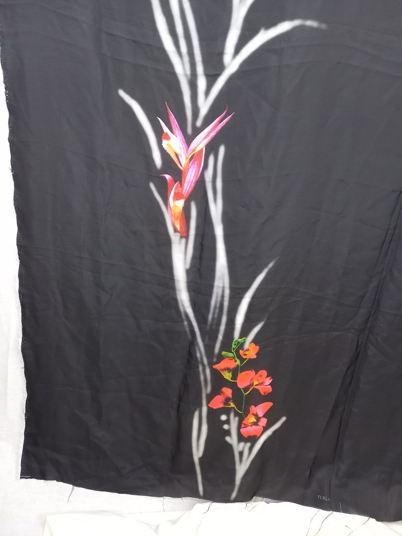 Furla Fabric Remnant Floral Pattern Black