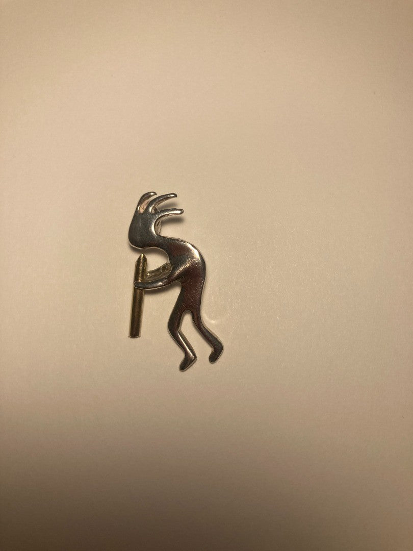 Kokopelli Pendant Sterling Silver, Native American 925 Necklace Charm of Figure