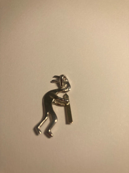 Kokopelli Pendant Sterling Silver, Native American 925 Necklace Charm of Figure