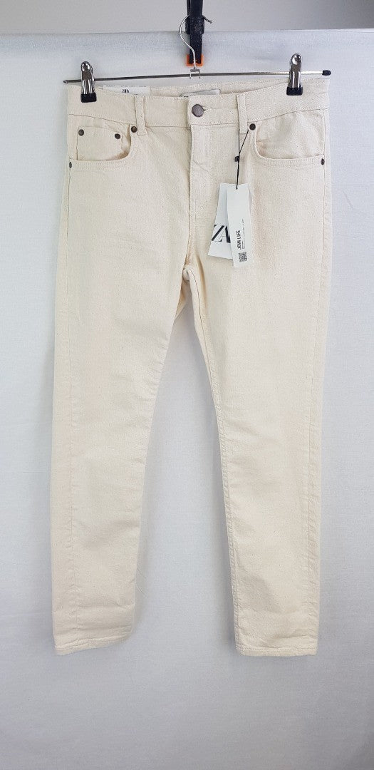 Zara Beige Jeans - Mid Waist Skinny/Slim Fit - Size 12 BNWT