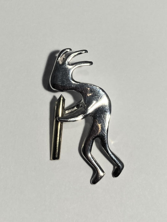 Kokopelli Pendant Sterling Silver, Native American 925 Necklace Charm of Figure