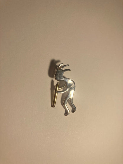 Kokopelli Pendant Sterling Silver, Native American 925 Necklace Charm of Figure