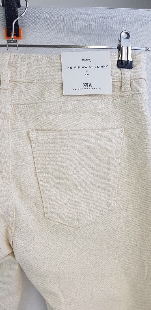 Zara Beige Jeans - Mid Waist Skinny/Slim Fit - Size 12 BNWT