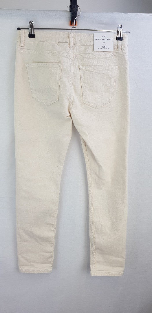 Zara Beige Jeans - Mid Waist Skinny/Slim Fit - Size 12 BNWT