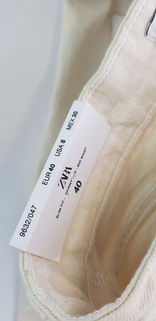 Zara Beige Jeans - Mid Waist Skinny/Slim Fit - Size 12 BNWT