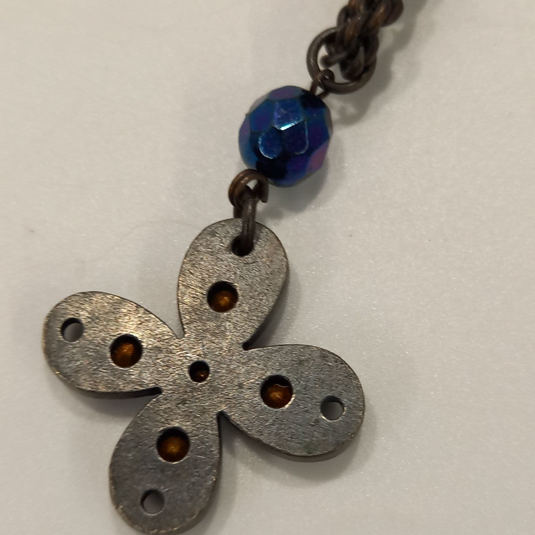 Blue Stone, 4 Petal Choker Pendant