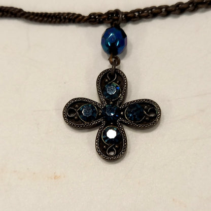 Blue Stone, 4 Petal Choker Pendant