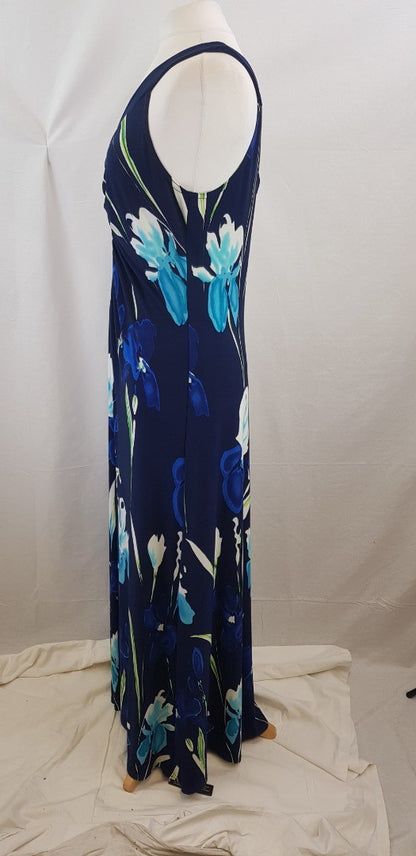 Roman Long Blue Floral Stretchy Dress Size 18 BNWT