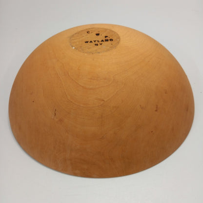 CWP Wayland NY. Hand Turned Wooden Bowl - Vintage - 11" Diameter