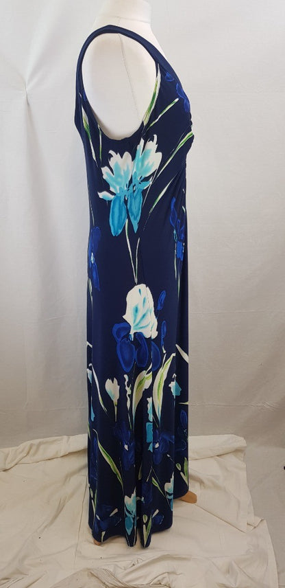 Roman Long Blue Floral Stretchy Dress Size 18 BNWT