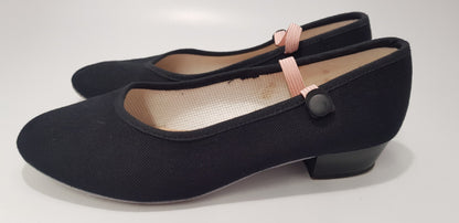 Katz Childs Black & Pink Dance Shoes/Slippers in Size 3 with a Low Heel GC