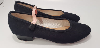 Katz Childs Black & Pink Dance Shoes/Slippers in Size 3 with a Low Heel GC