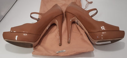 Mui Mui Beige/Nude Leather High Heels with Strap. Nearly New Size 6.5