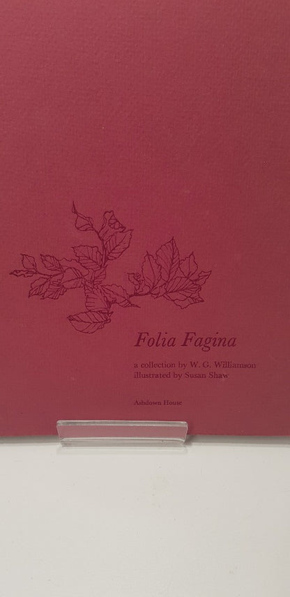 * Signed * Folia Fagina by W.G Williamson Hardback in VGC