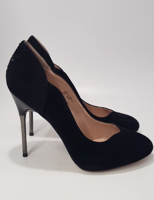 Natalia Vodiana Black Velvet Feel High Heels Size 6/39