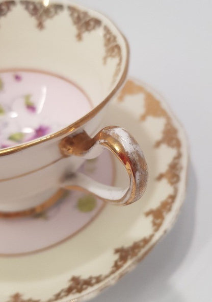 Vintage. Royal Albert Crown Bone China Cup & Saucer with Flowers & Filigree GC