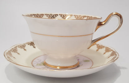 Vintage. Royal Albert Crown Bone China Cup & Saucer with Flowers & Filigree GC