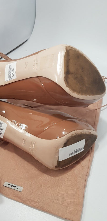Mui Mui Beige/Nude Leather High Heels with Strap. Nearly New Size 6.5