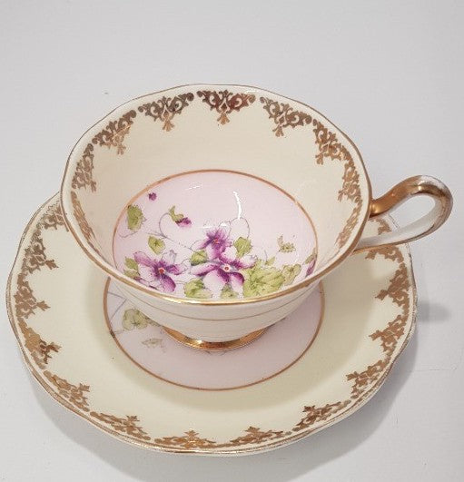 Vintage. Royal Albert Crown Bone China Cup & Saucer with Flowers & Filigree GC