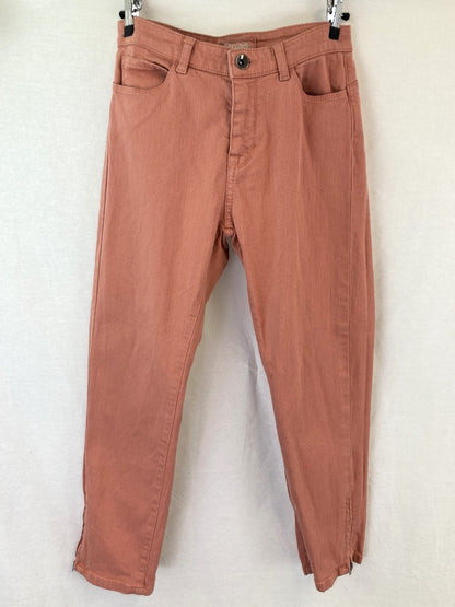 TOAST Jeans Electric Orange, Women's Size 8, Cotton Denim Zip Ankle Trousers